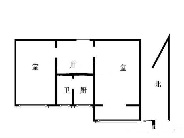 拉萨路住宅2室1厅1卫51㎡户型图