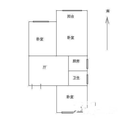 拉萨路住宅3室1厅1卫75㎡户型图