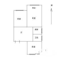 拉萨路住宅3室1厅1卫75㎡户型图