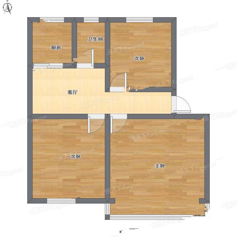 拉萨路住宅3室1厅0卫75㎡户型图