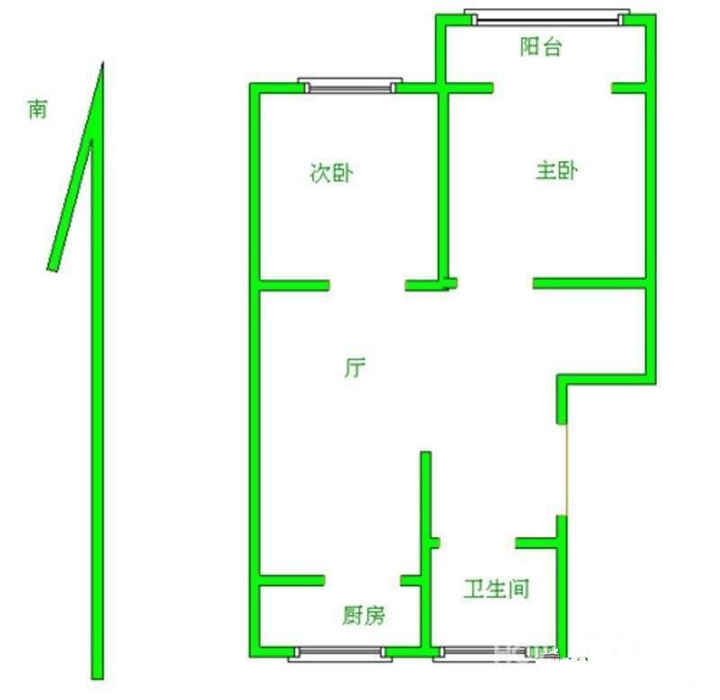 宏业村2室1厅1卫66㎡户型图