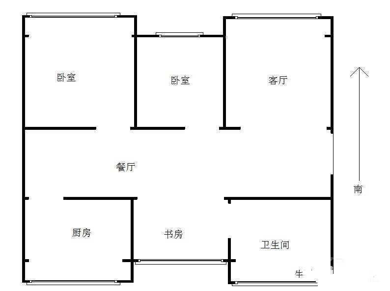 宏业村2室2厅1卫97㎡户型图