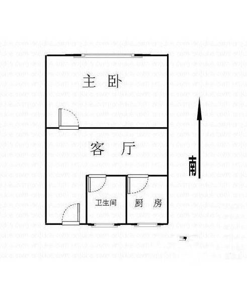 莺歌苑1室1厅1卫42㎡户型图