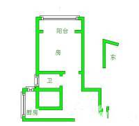 上海路1室1厅0卫44㎡户型图