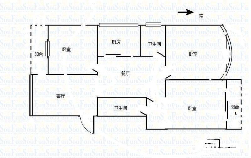 东宝嘉景苑3室2厅2卫121㎡户型图