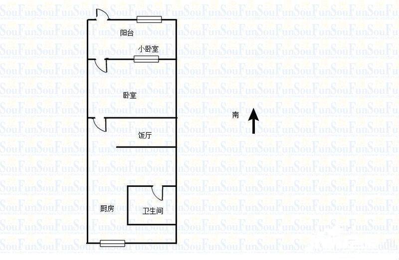 窑岗村1室1厅1卫41㎡户型图