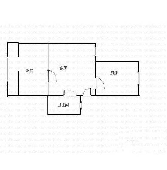 岗虹苑1室1厅1卫41㎡户型图