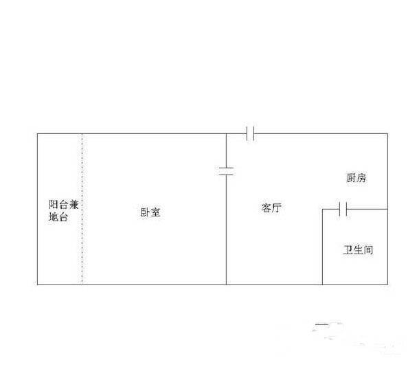 岗虹苑1室1厅1卫41㎡户型图