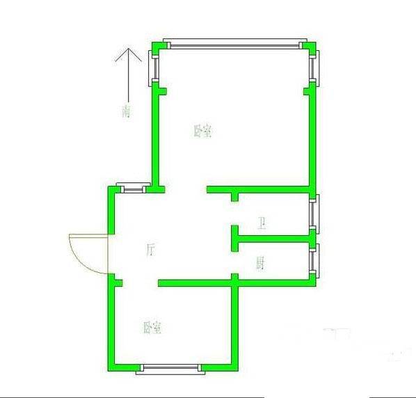 岗虹苑2室1厅1卫53㎡户型图