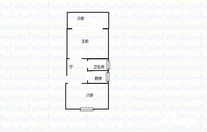 岗虹苑2室1厅1卫53㎡户型图