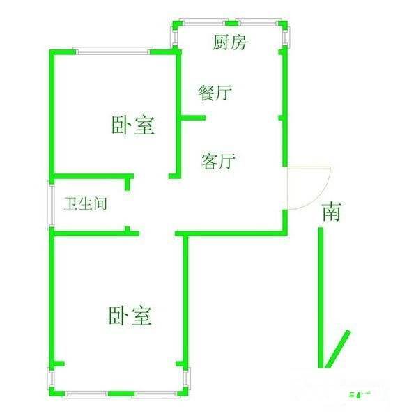 碑亭巷小区1室1厅1卫38㎡户型图