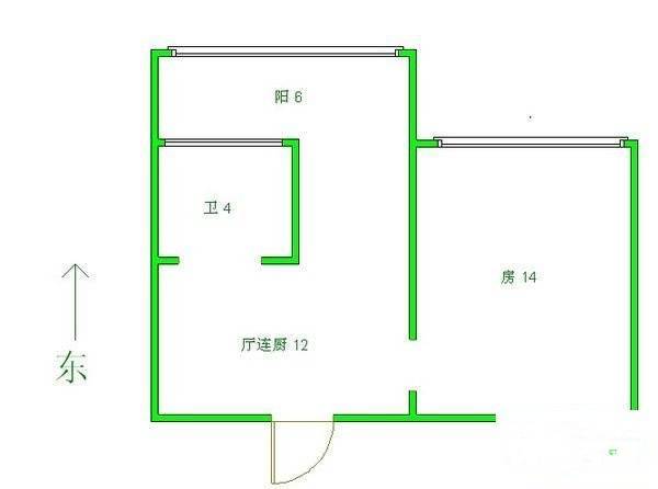 碑亭巷小区1室1厅1卫40㎡户型图