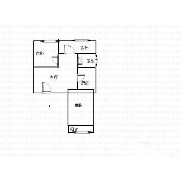 一枝园3室1厅1卫50㎡户型图