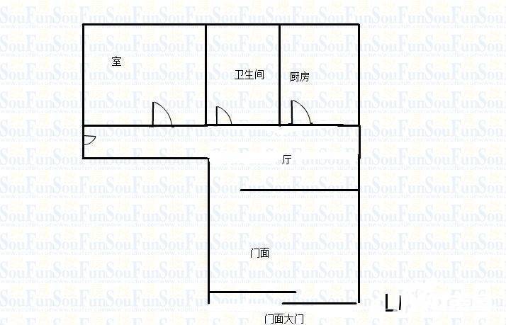 一枝园2室1厅1卫58㎡户型图