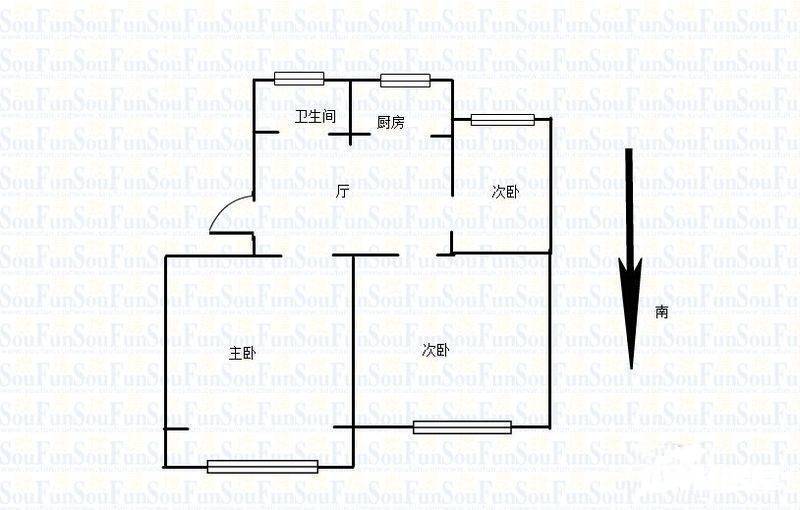 西园小区3室1厅1卫69㎡户型图