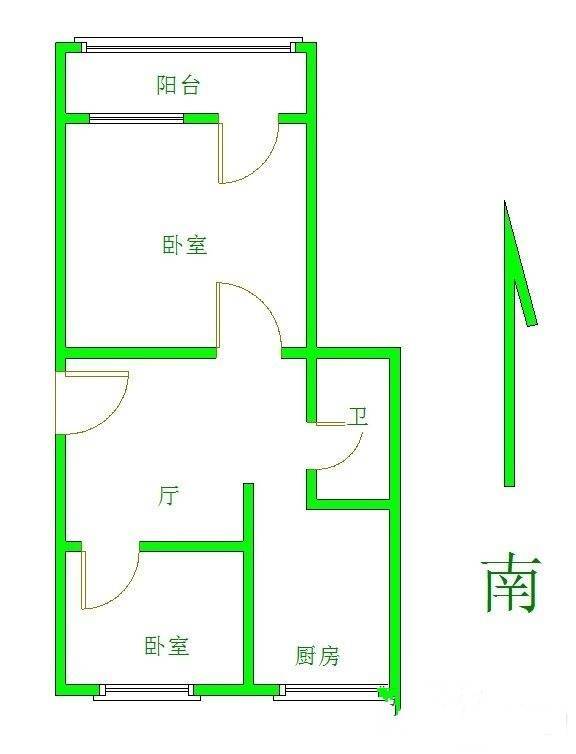 新安里2室1厅1卫47㎡户型图