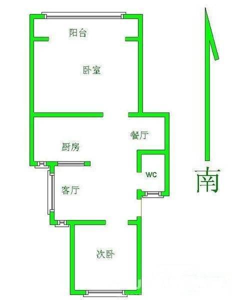 拓园2室1厅1卫52㎡户型图