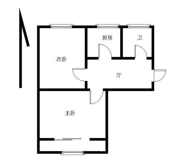 拓园2室1厅1卫59㎡户型图