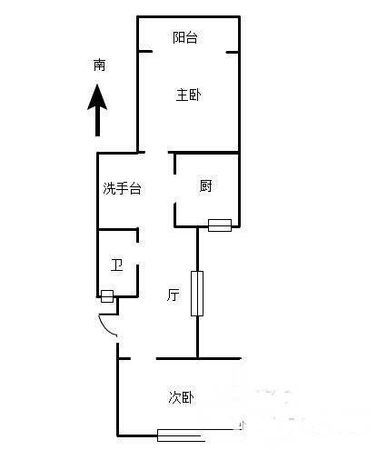 拓园2室1厅1卫59㎡户型图