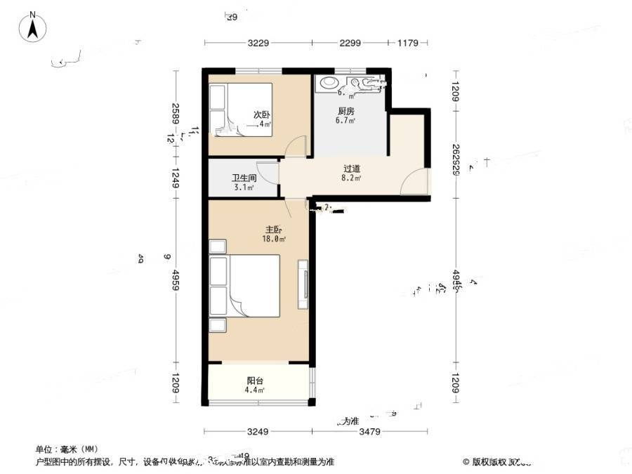 东井村39号2室0厅1卫51㎡户型图