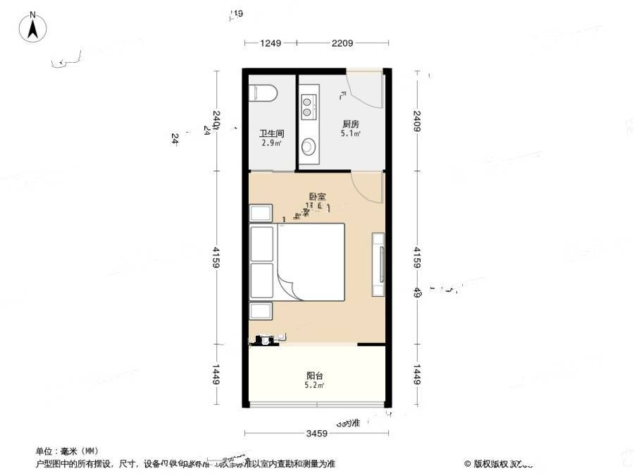 东井村41号1室0厅1卫29㎡户型图