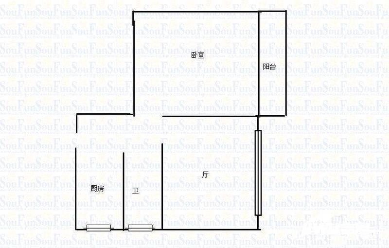 玻纤院小区1室1厅1卫50㎡户型图