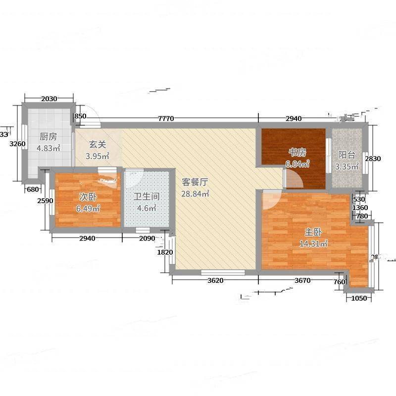 平治南苑3室0厅0卫86㎡户型图