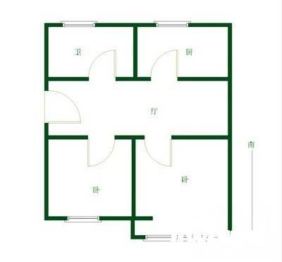 二板桥住宅2室2厅1卫75㎡户型图