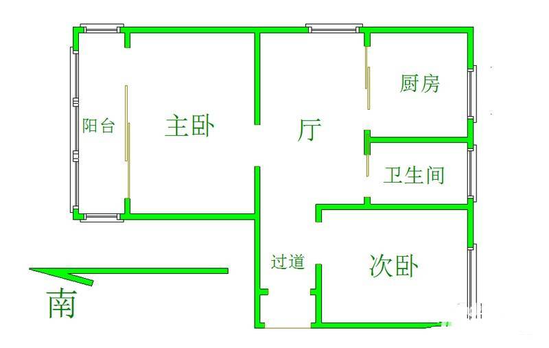 三条巷住宅2室1厅1卫55㎡户型图