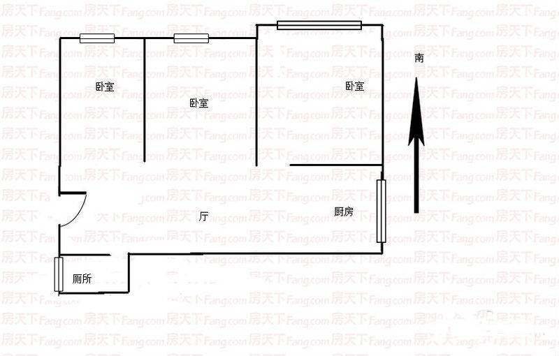 三条巷住宅3室1厅1卫58㎡户型图