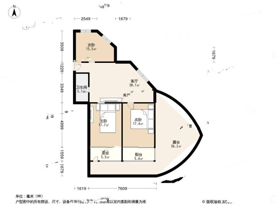 止马村3室1厅1卫92.8㎡户型图