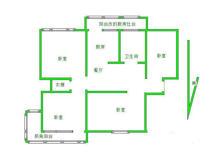 兰园住宅4室1厅1卫97㎡户型图