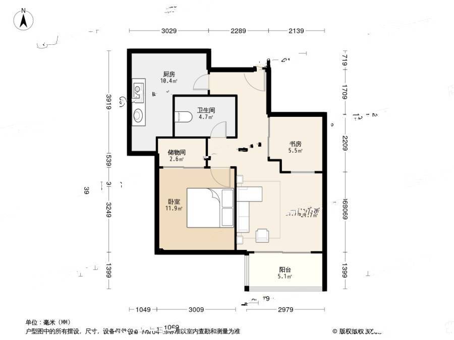 拉德芳斯2室1厅1卫71.8㎡户型图