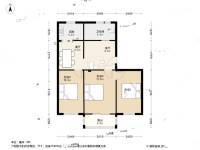 五老村3室2厅1卫75.5㎡户型图