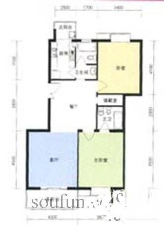 宏图上花园三期2室2厅1卫129㎡户型图