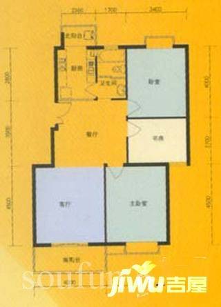 宏图上花园三期2室2厅1卫106㎡户型图