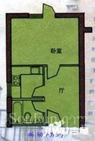 万厦公寓1室1厅1卫46.6㎡户型图