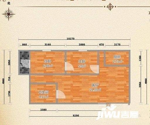 八一路2室2厅1卫76㎡户型图