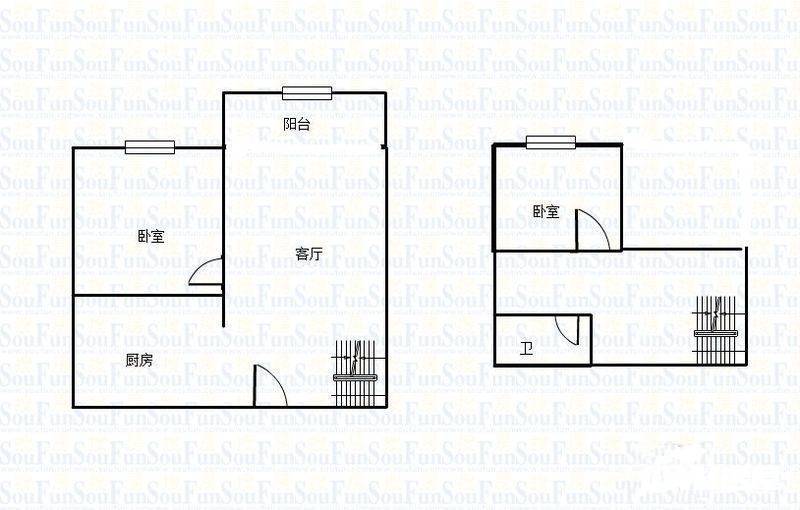 万达华府2室1厅1卫105㎡户型图