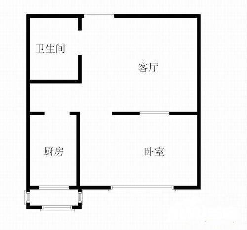 37中住宅区1室1厅1卫59㎡户型图