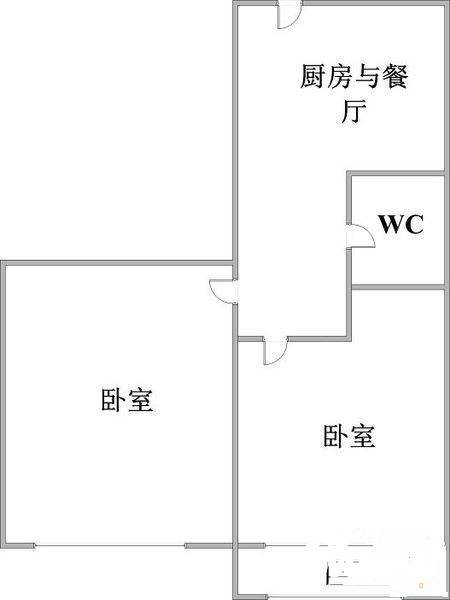 37中住宅区2室1厅1卫57㎡户型图