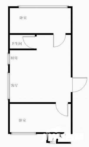 37中住宅区2室1厅1卫57㎡户型图