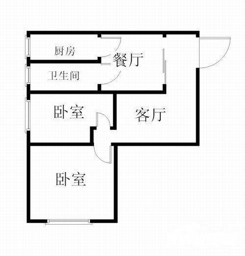 37中住宅区2室2厅2卫76㎡户型图