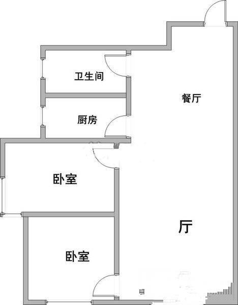 龙畔锦城2室2厅1卫93㎡户型图