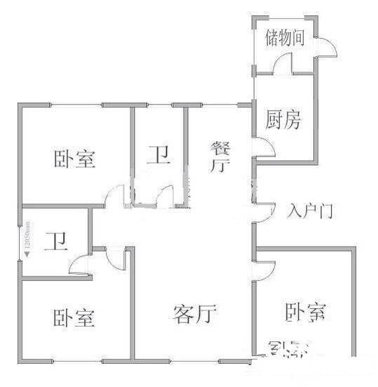 龙畔锦城3室2厅2卫132㎡户型图