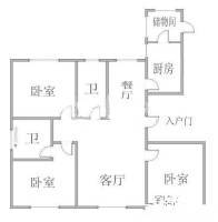 龙畔锦城3室2厅2卫132㎡户型图