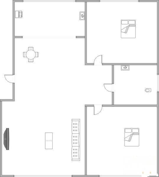 龙畔锦城2室1厅1卫85㎡户型图