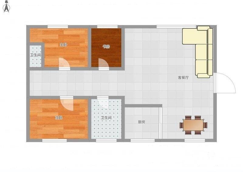 龙畔锦城3室2厅2卫132㎡户型图