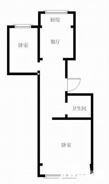 21中住宅区2室1厅1卫56㎡户型图