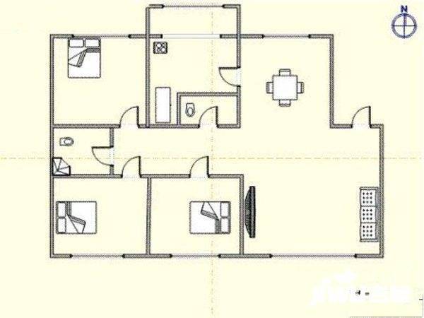 21中住宅区3室2厅2卫155㎡户型图